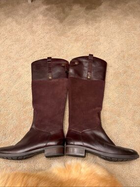 Sam Edelman Leather & Suede Riding Boots - Dark Brown